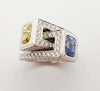 SJ2517 - Blue Sapphire, Yellow Sapphire with Diamond Ring Set in 18 Karat White Gold