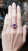 SJ2531 - Pink Sapphire with Diamond Ring Set in 18 Karat White Gold Settings