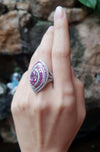 SJ2530 - Pink Sapphire with Diamond Ring Set in 18 Karat White Gold Settings