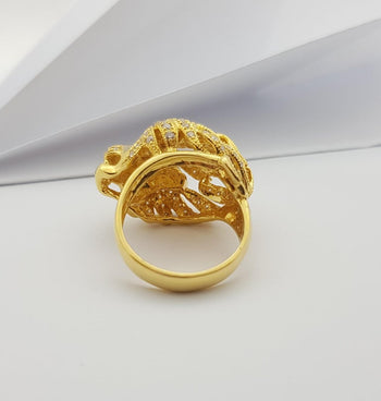 SJ2885 - Brown Diamond with Ruby Lion Ring Set in 18 Karat Gold Setting