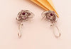 SJ2049 - Cabochon Ruby with Ruby and Diamond Earrings Set in 18 Karat White Gold Settings