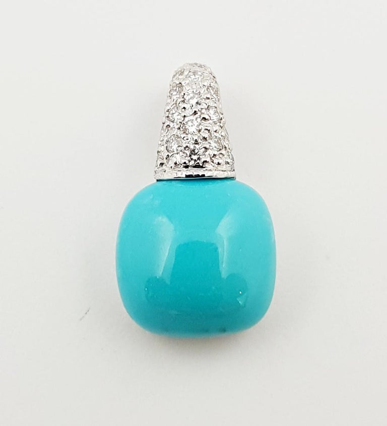 SJ2948 - Turquoise with Diamond Pendant set in 18 Karat White Gold Settings