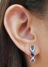 SJ6044 - Blue Sapphire with Diamond  Earrings set in 18 Karat White Gold Settings
