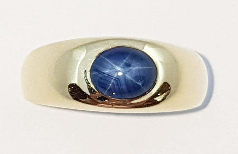 SJ2793 - Blue Star Sapphire Ring Set in 14 Karat Gold Settings