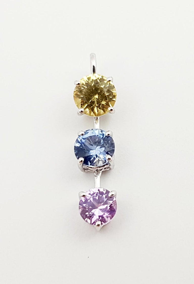 JP0262P - Rainbow Colour Sapphire Pendant Set in 18 Karat White Gold Settings