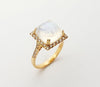 SJ6373 - Moonstone with Brown Diamond Ring Set in 18 Karat Rose Gold Settings