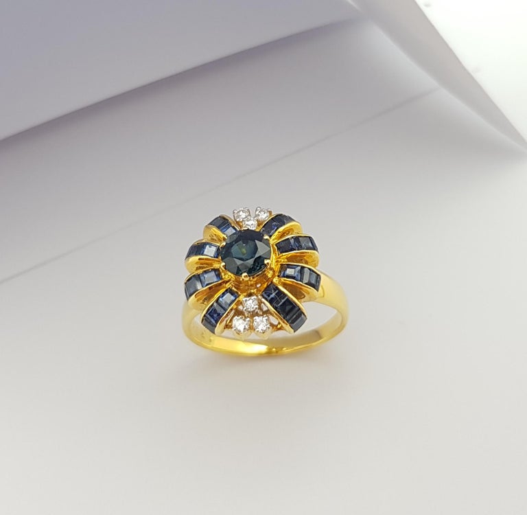 SJ2908 - Blue Sapphire and Diamond Ring Set in 14 Karat Gold Settings
