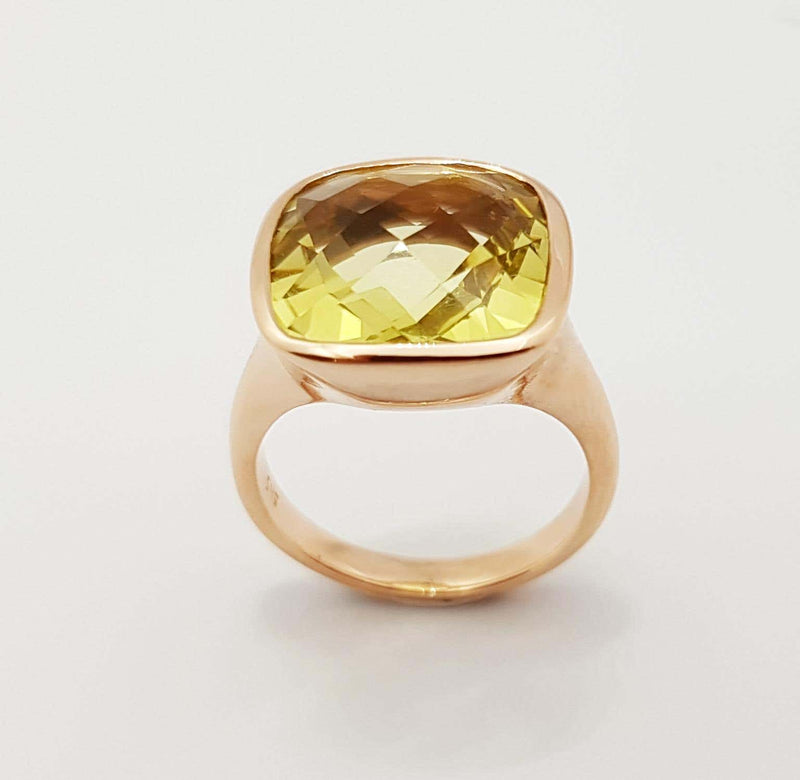 SJ2806 - Lemon Quartz Ring Set in 14 Karat Rose Gold Settings