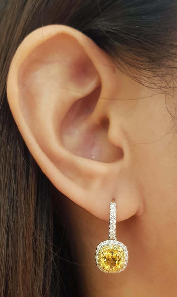 SJ3263 - Yellow Sapphire and Diamond Earrings set in 18 Karat Gold Settings