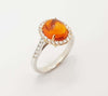 SJ2834 - Cabochon Fire Opal with Diamond Ring Set in 18 Karat White Gold Settings