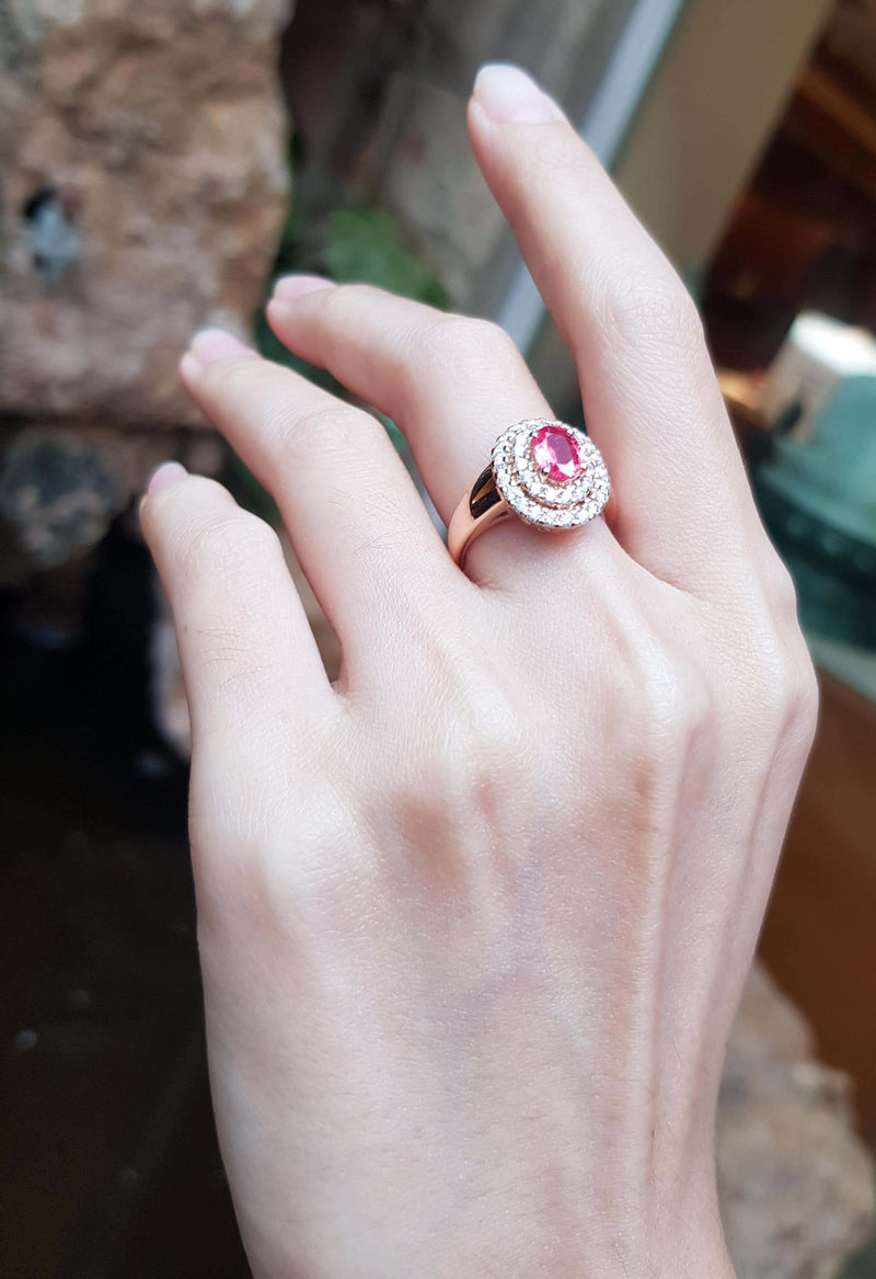 SJ2814 - Pink Sapphire with Diamond Ring Set in 18 Karat Rose Gold Settings