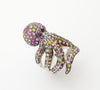 SJ3171 - Multi-Color Sapphire Octopus Ring set in Silver Settings
