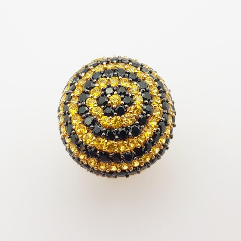 SJ3163 - Black Sapphire  and Yellow Sapphire Ring set in Silver Settings