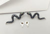 SJ3207 - Blue Sapphire, Emerald and Blue Topaz Snake Earrings set in Silver Settings
