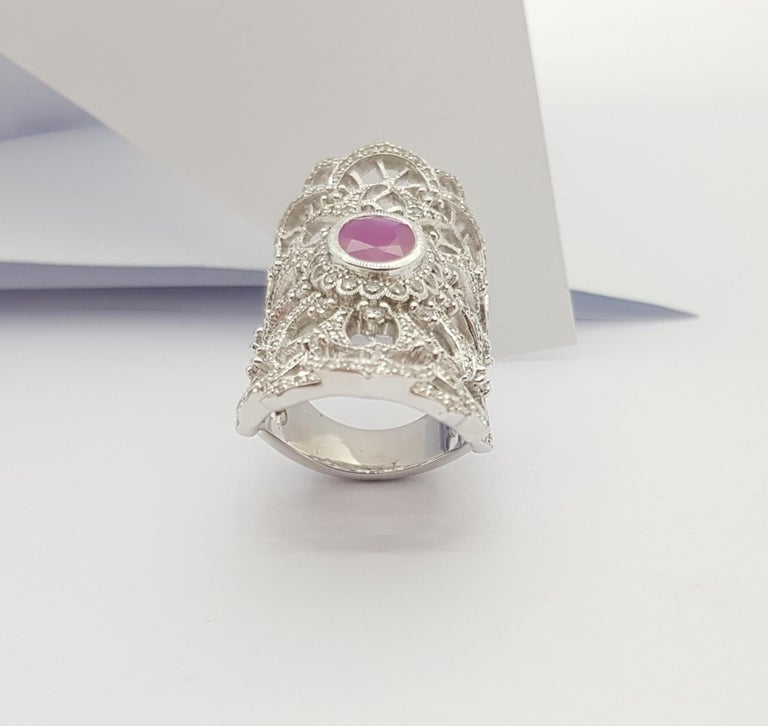 SJ6392 - Ruby with Cubic Zirconia Ring set in Silver Settings