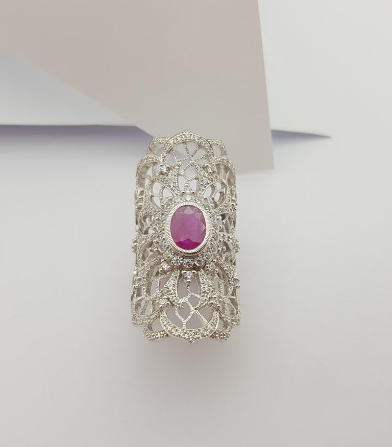 SJ6392 - Ruby with Cubic Zirconia Ring set in Silver Settings