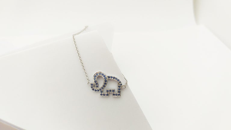 SJ3186 - Blue Sapphire Elephant Bracelet set in Silver Settings