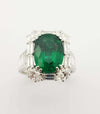 SJ6265 - Certified 4cts Zambian Emerald with Diamond Ring Set in 18 Karat White Gold