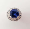 SJ2485 - GRS Certified 7cts Ceylon Blue Sapphire and Diamond Ring in 18K White Gold