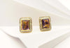 SJ2845 - Ametrine with Brown Diamond Earrings Set in 14 Karat Gold Settings