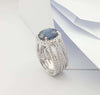 SJ2469 - GIA Certified 6cts Round Blue Sapphire with Diamond Ring in 18K White Gold