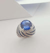 SJ2485 - GRS Certified 7cts Ceylon Blue Sapphire and Diamond Ring in 18K White Gold