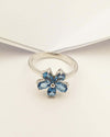 SJ2929 - Aquamarine Flower Ring Set in 18 Karat White Gold Settings