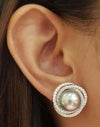 JE0161T - South Sea Pearl & Diamond Earrings Set in 18 Karat White Gold Setting