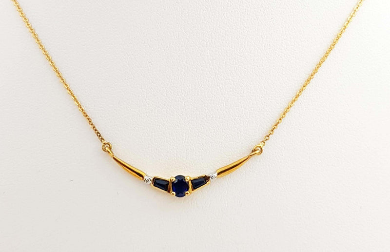 SJ6057 - Blue Sapphire with Diamond Necklace Set in 18 Karat Gold Settings