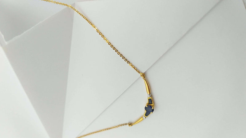 SJ6057 - Blue Sapphire with Diamond Necklace Set in 18 Karat Gold Settings