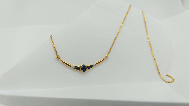 SJ6057 - Blue Sapphire with Diamond Necklace Set in 18 Karat Gold Settings