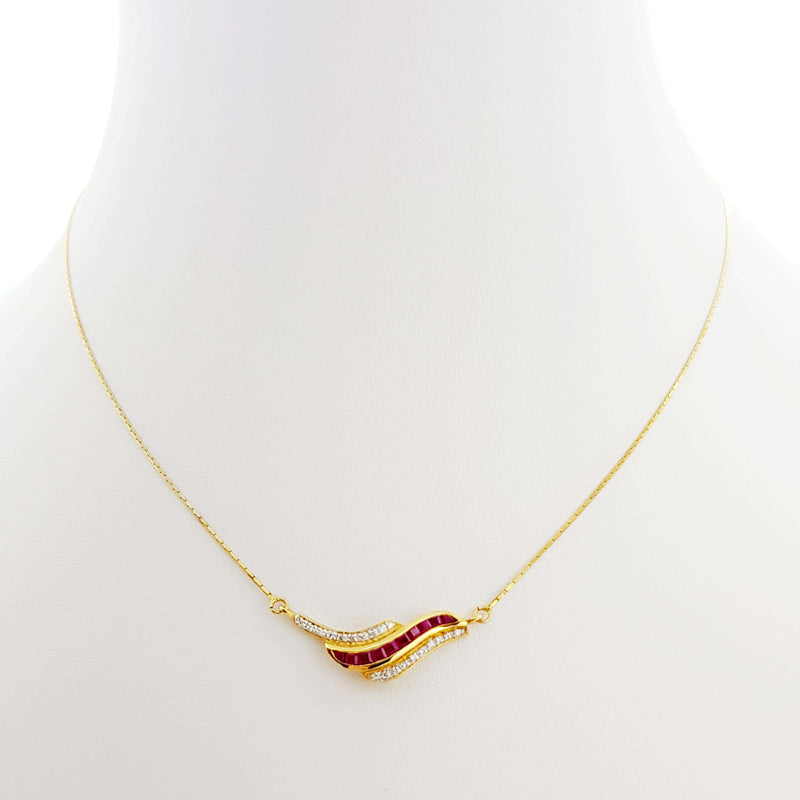 JN3618C - Ruby & Diamond Necklace Set in 18 Karat Gold Setting