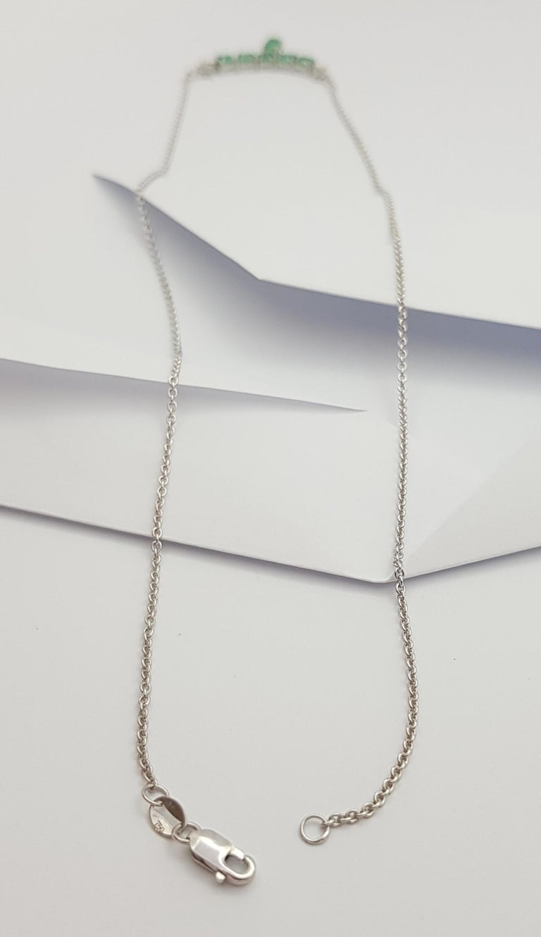 SJ2846 - Emerald with Diamond Necklace Set in 18 Karat White Gold Settings