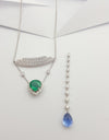 JN0009P - Emerald, Blue Sapphire and Diamond in 18 Karat White Gold Setting