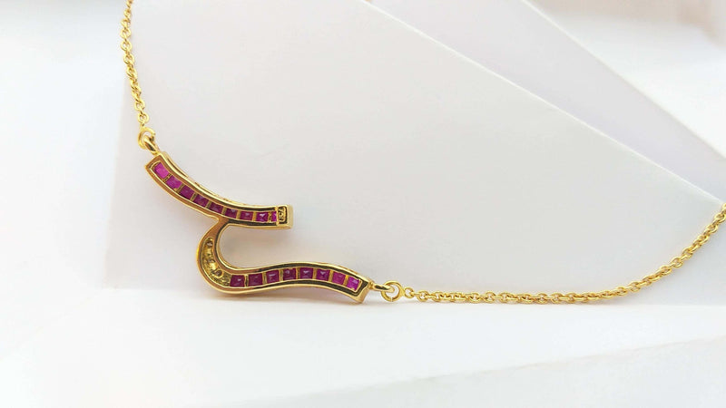 SJ2907 - Ruby with Diamond Necklace Set in 18 Karat Gold Settings