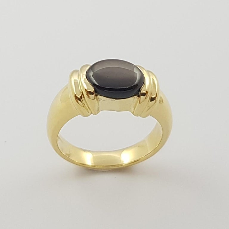 SJ2845 - Black Star Sapphire Ring Set in 18 Karat Gold Settings