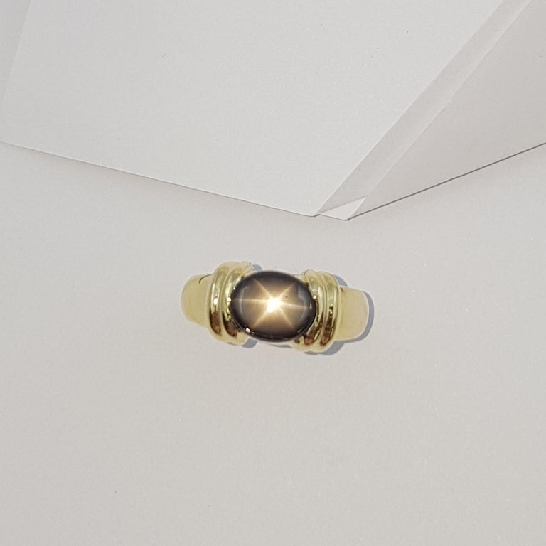 SJ2845 - Black Star Sapphire Ring Set in 18 Karat Gold Settings