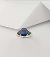 JR0078O - Blue Sapphire & Tsavorite Ring Set in 18 Karat White Gold Setting