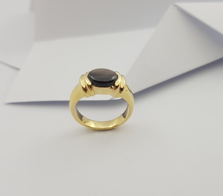 SJ2845 - Black Star Sapphire Ring Set in 18 Karat Gold Settings