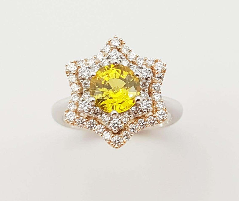 JR0107O - Yellow Sapphire & Diamond Ring Set in 18 Karat White Gold Setting