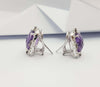 SJ3244 - Amethyst, Brown Diamond and Diamond Earrings Set in 18 Karat White Gold Settings