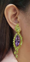SJ2485 - Amethyst with Peridot Earrings Set in 18 Karat Gold Settings