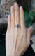 JR0149O - Blue Star Sapphire & Diamond Ring Set in 18 Karat Gold Setting