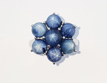 JR0143O - Blue Star Sapphire Ring set in 18 Karat White Gold Setting