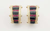SJ2486 - Black Sapphire, Ruby, Diamond Earrings Set in 18 Karat Gold Settings