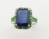 SJ3143 - Blue Sapphire with Tsavorite Ring et in 18 Karat White Gold Settings