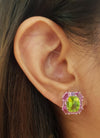 SJ3143 - Peridot with Pink Sapphire Earrings Set in 18 Karat White Gold Settings