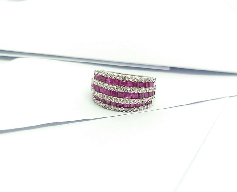 SJ3063 - Ruby with Cubic Zirconia Ring set in Silver Settings
