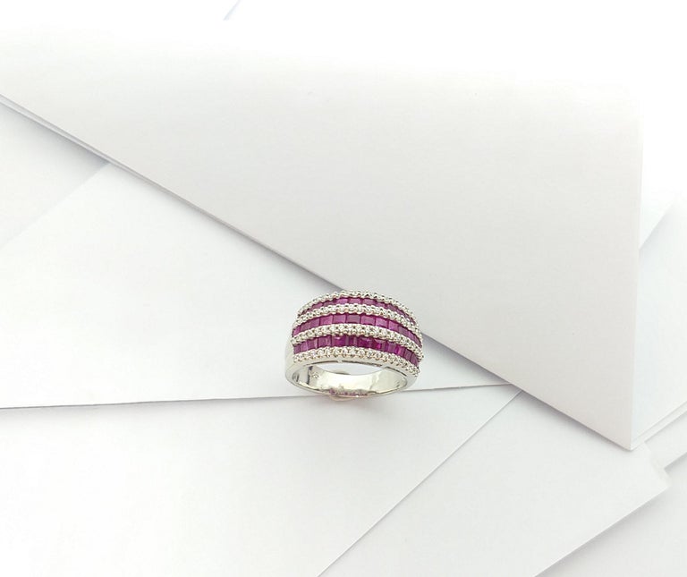 SJ3063 - Ruby with Cubic Zirconia Ring set in Silver Settings