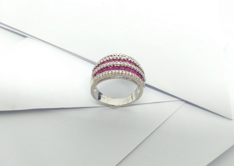 SJ3063 - Ruby with Cubic Zirconia Ring set in Silver Settings